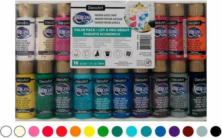 DecoArt - Pintura acrílica de 2 oz, 12 unidades de pintura brillante para  manualidades. 24 oz