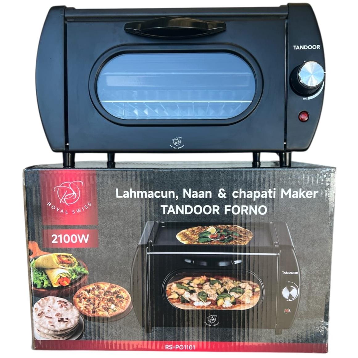 Máquina de pizza Tandoor Chapati Naan Pane, horno eléctrico + bandeja extra para parrilla - ROYAL SWISS - 2100W