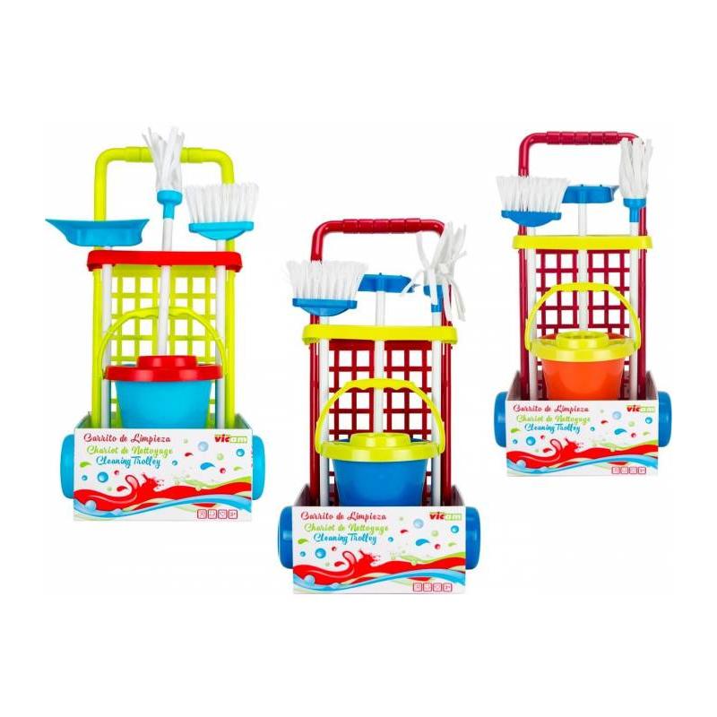 ColorBaby 43282 – Carrito De Limpieza Juguete Con Escoba, Fregona, Cubo Y Recogedor – Juguete De Hogar Para Niños De 3 Años En Adelante – Ideal Para Imitar Tareas Domésticas – Color Surtido