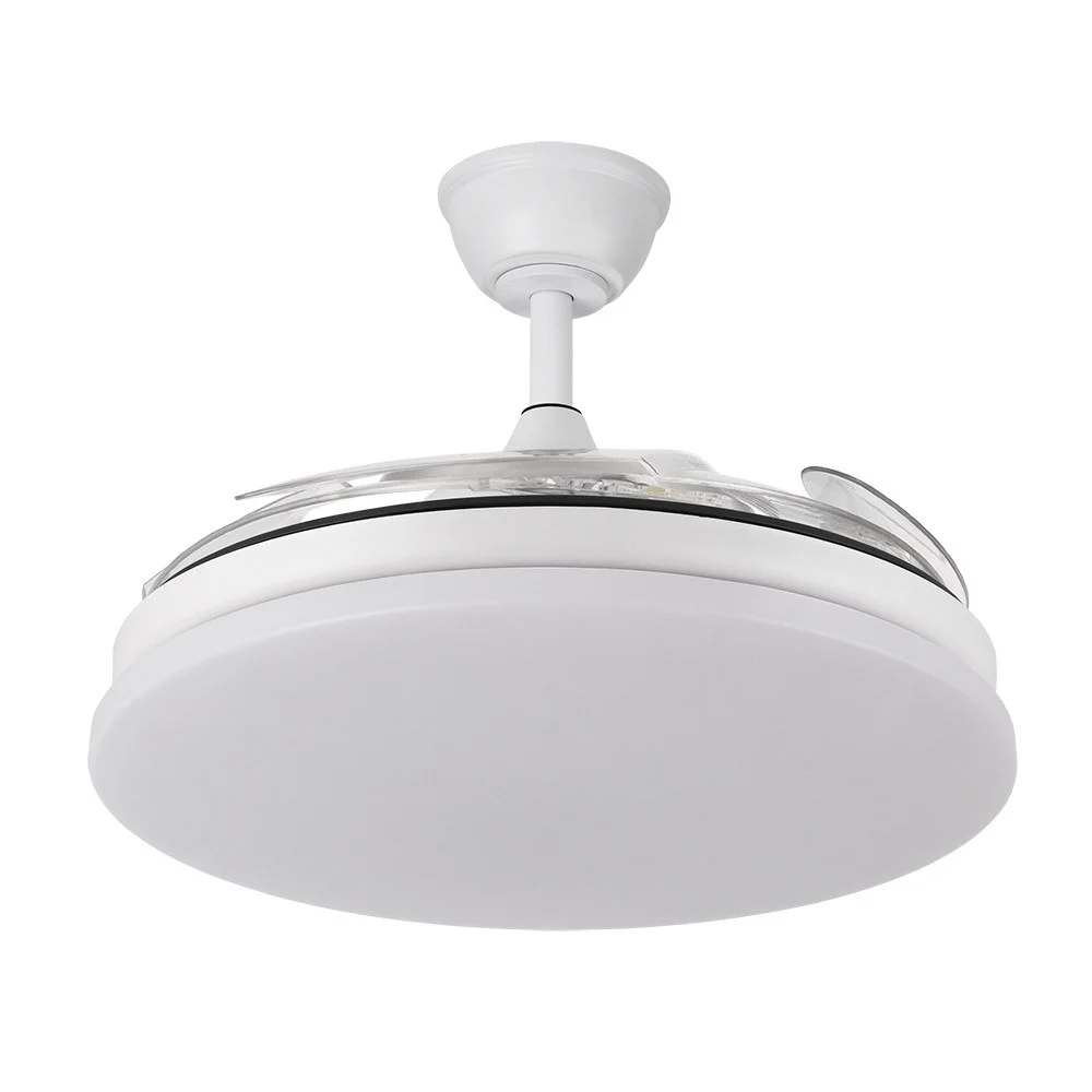 Ventilador de Techo LED Blanco 59W Metal / ABS / Policarbonato Motor DC Temporizador Mando a Distancia Palas Retráctiles Verano e Invierno