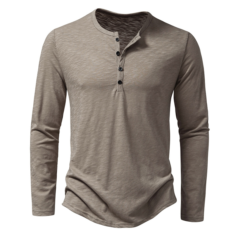 Manga Larga Cuello Redondo Informal Con Botones Camisas Para