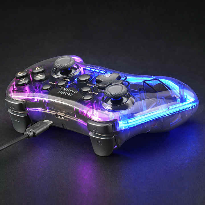 Mars Gaming MGP-24 Gamepad Inalámbrico 2.4GPRO Neon RGB Vibración Háptica  Dual Joysticks Analógicos Mando para PC PS3 PS4 PS5