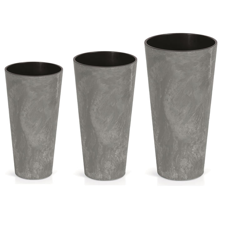 WELLHOME Pflanzgefäß-Set – 2 Tubus Slim Effect In Anthrazit, 38,1x20x20 Cm, Mit Innenbehälter