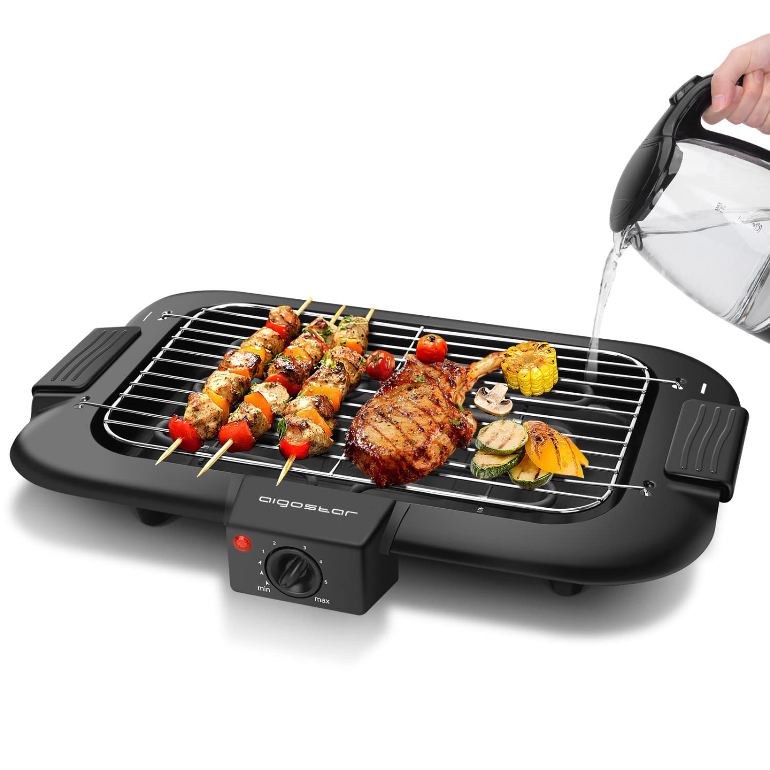 Plancha de asar cocina 1600W regulable HOMCOM 53,5x31x8 cm negro