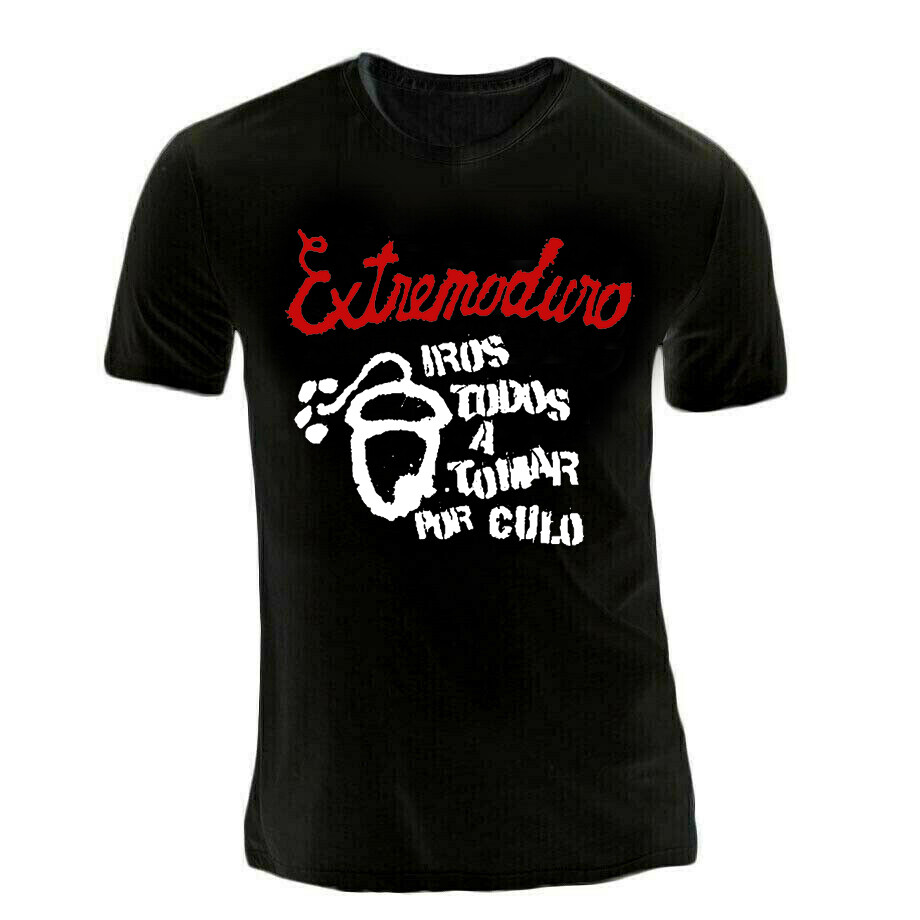 Camiseta Blanca Con Logotipo De EXTREMODURO Hombre 100% Algodón Mangas