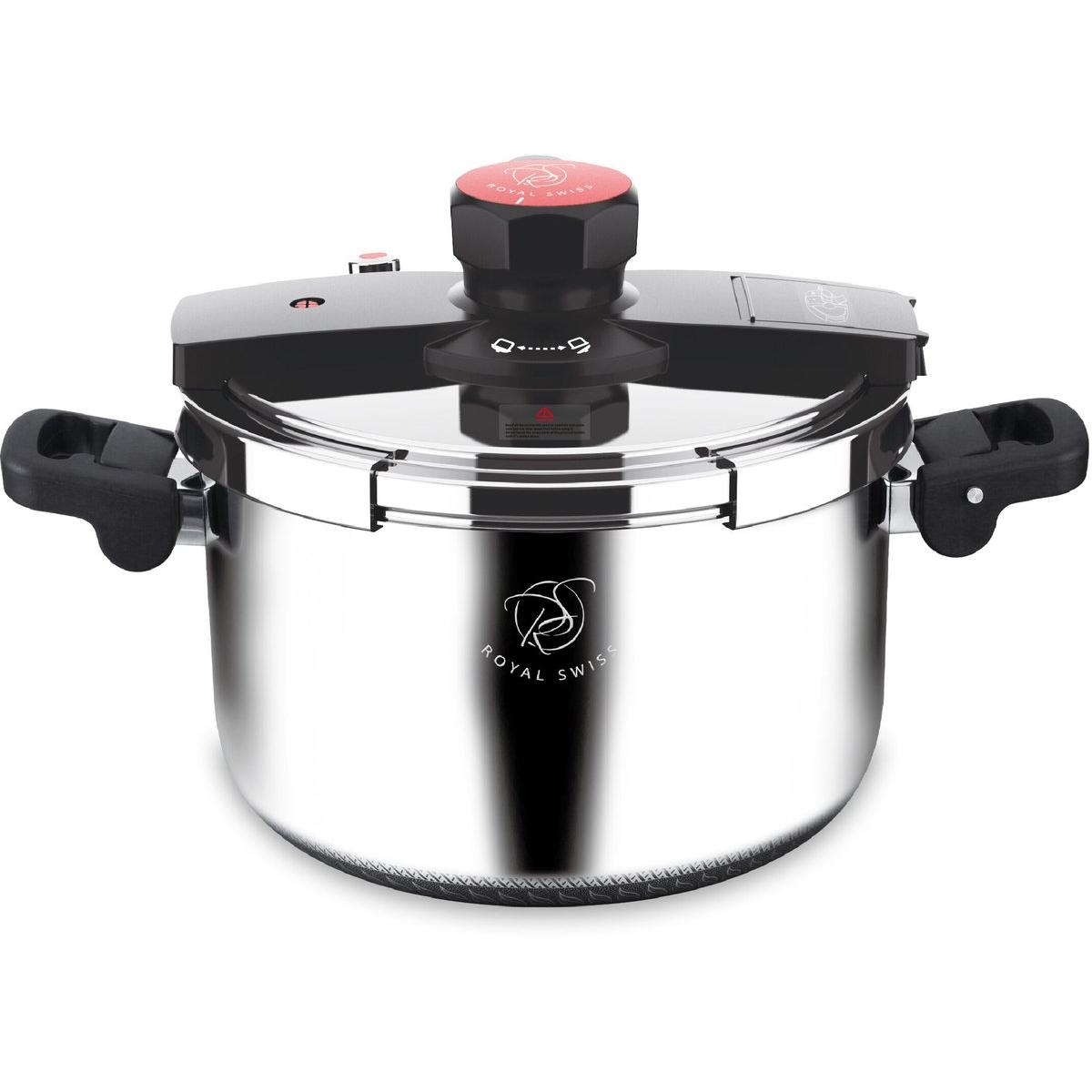 Olla a Presión Royal Swiss® 8L – Olla a Presión para Inducción y Gas – Acero Inoxidable – Válvula de Seguridad – Ø 26 cm