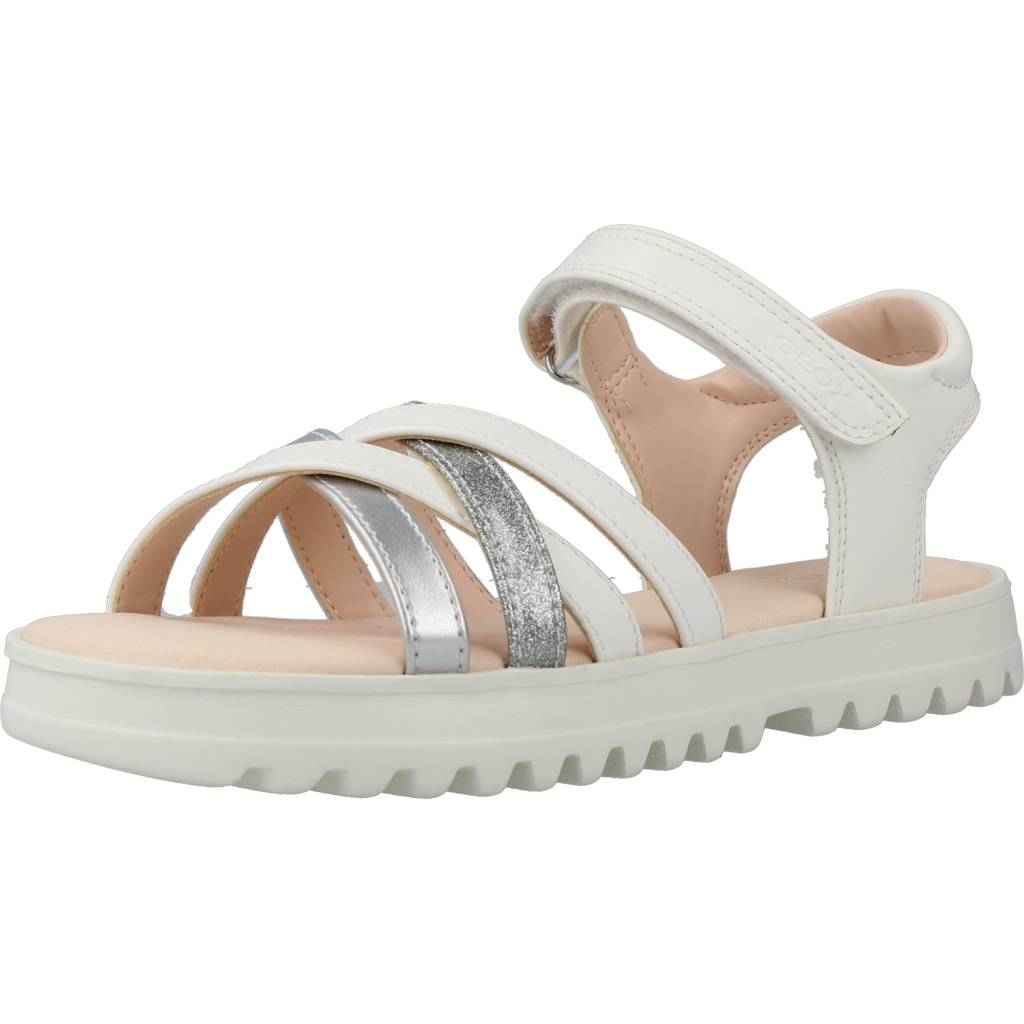 Geox J Coralie Gir Sandaal, wit/zilver, 38 EU, Wit-zilver., 38 EU