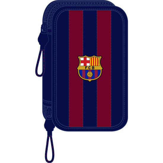 SAFTA F.C. Barcelona Trousse Double Pour Enfant, Idéale Pour Les Enfants D' âge Scolaire, Confortable Et Polyvalente, Qualité Et Résistance, 21 X 6 X 8 Cm, Bleu Marine/Grenat, Bleu Marine/Grenat