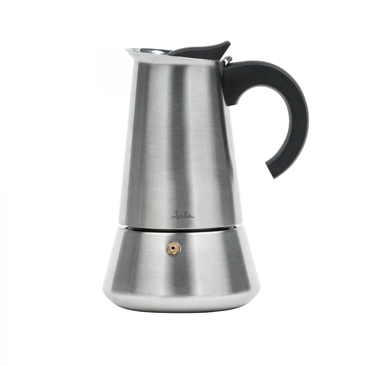 Jata CAX104 - Cafetera Italiana Inducción, Capacidad 4 Tazas, Apta para Todo Tipo de Cocinas, Cuerpo Acero Inoxidable