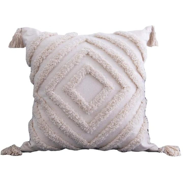 MOCOFO 2er-Set Böhmische Kissenbezüge – 45x45 Cm, Mit Quasten, Verstecktem Reißverschluss, Baumwollmischung