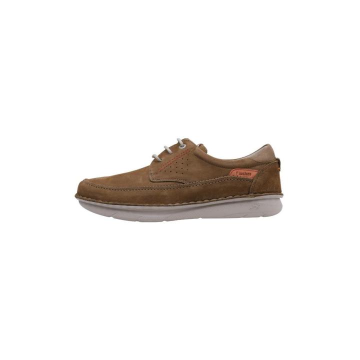 Fluchos Mocassin Sans Lacets Élastique Marron - Cuir, Semelle Air Confort - Pointure Habituelle