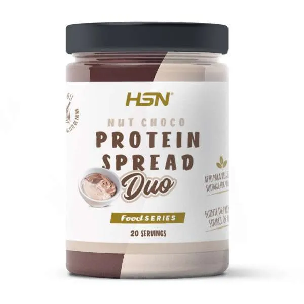 Crema Hiperproteica NutChoco DUO de HSN | Doble Sabor Chocolate y Avellanas + Chocolate blanco 300 g = 20 Tomas por Envase | 25% de Proteína Whey Protein | Sin Aceite de Palma - 1