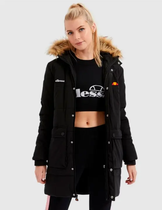 Ellesse Liberta Parka Negra Mujer Chaqueta Larga Plum fero