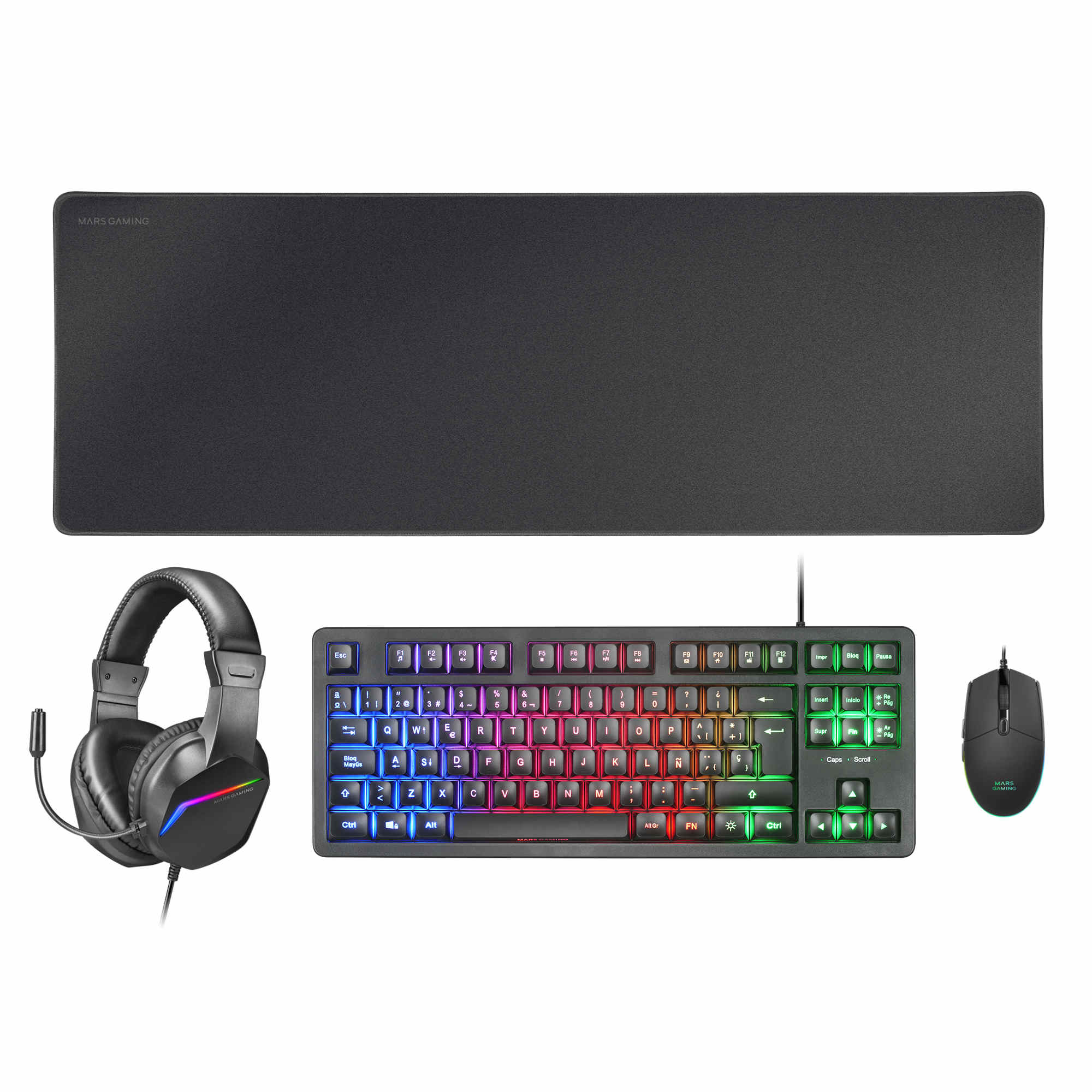 Mars Gaming MCPRGB3, Pack Gaming Teclado Fixed RGB + Ratón Gaming RGB