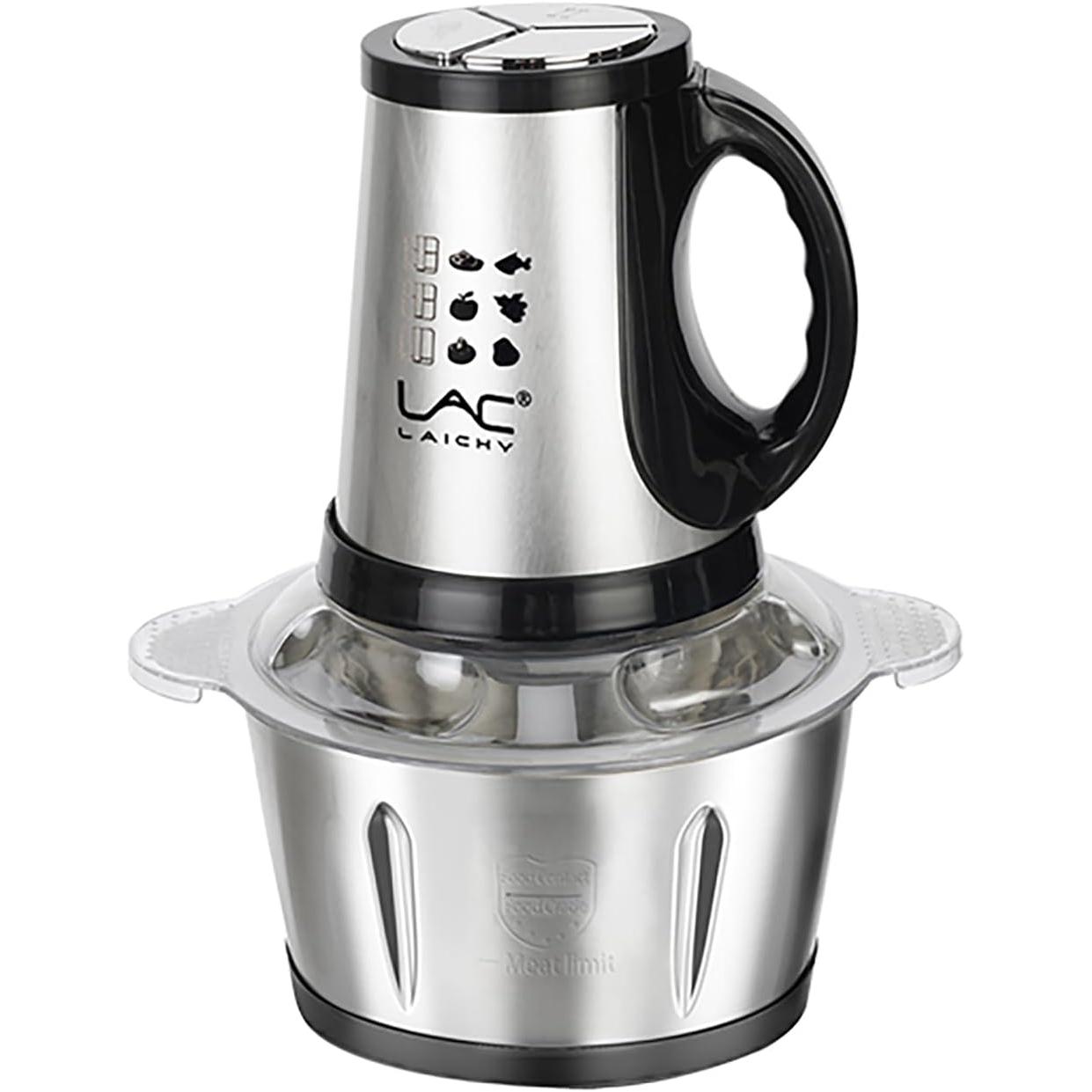 Procesadores de alimento de 3 litros con asa, picador de verduras con cuenco de acero inoxidable de 300 W, 3 velocidades, 1 pieza 4 espátulas