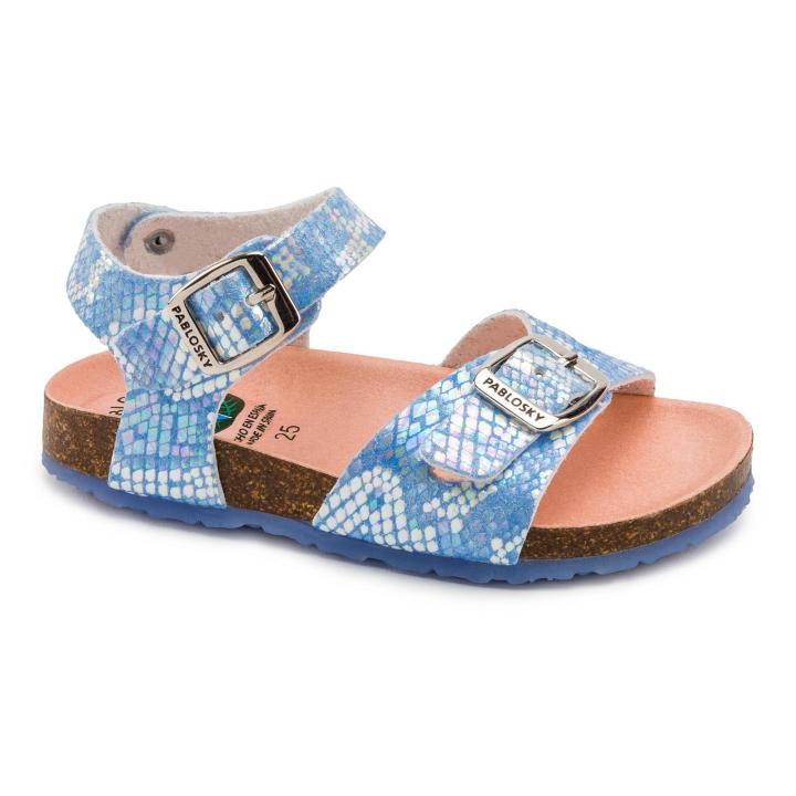 Sandale Fille Pablosky 406140 - Cuir Synthétique, Semelle Caoutchouc, Fermeture Boucle