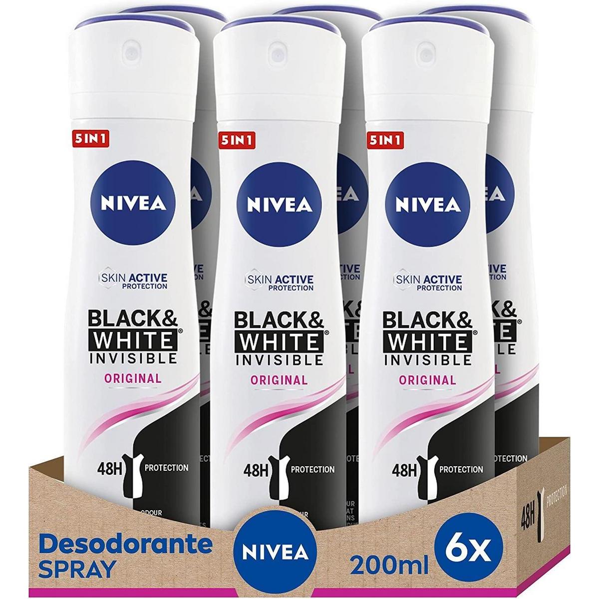 Pack de 6 desodorantes Nivea Black & White Invisible Original por sólo 12€ ¡¡32% de descuento!!