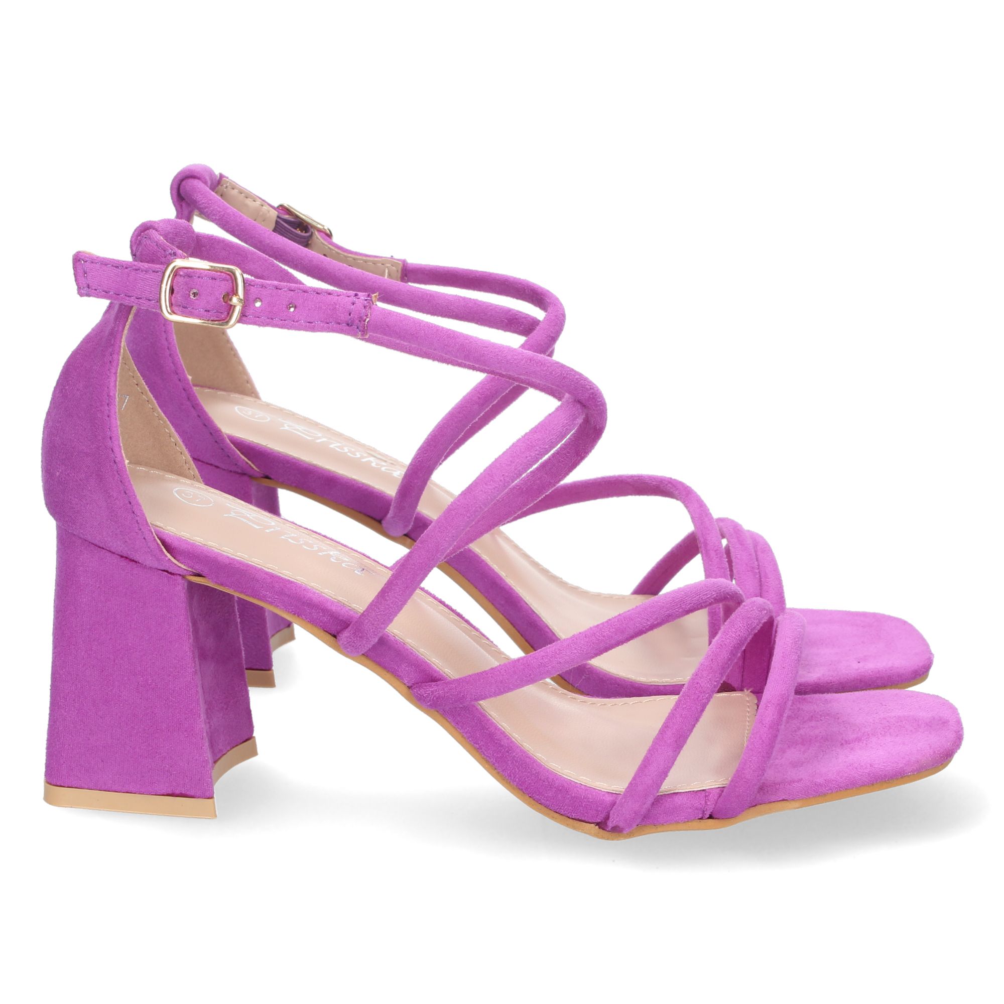 Sandalias Tacón Zapatos Malva De Fiesta Calzado Sandalias Morado