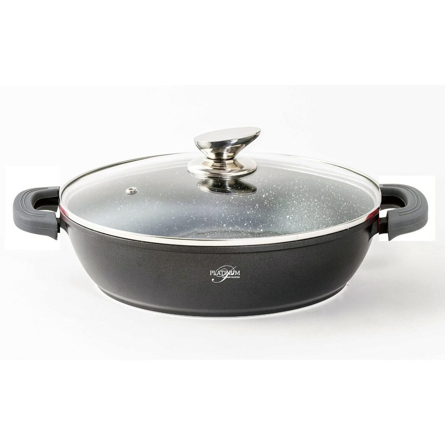 Cacerola KAISER KOCH -  32 cm - COLOR  negra - 4.8 LITROS - LIBRE PFOA - OLLA ALUMINIO FUNDIDO A PRESION - PERILLA ACERO INOXIDABLE - VALE PARA TODO TIPO DE FUEGO - VALE PARA INDUCCION
