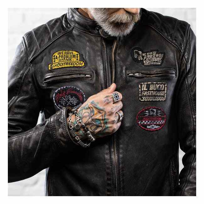 Chaqueta moto cuero Holy Freedom Due verde