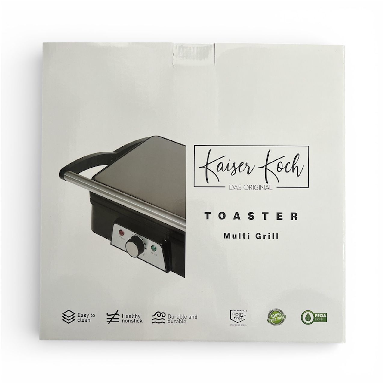 GRILL - TOSTADOR - KAISER KOCH - DISEÑO - POTENCIA 2000W - PLACAS ANTIADHERENTES - TAMAÑO 33.6X33X15 CM