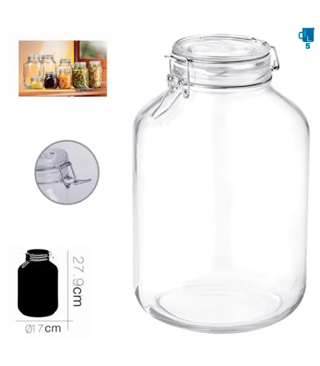Tradineur - Botella de vidrio multiusos, bote, frasco facetado con