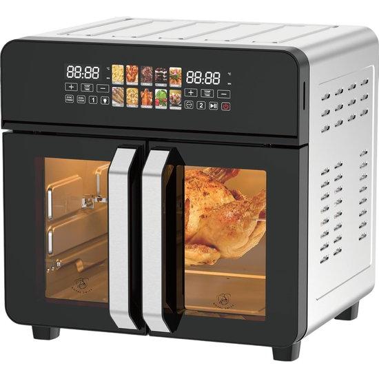 HORNO FREIDORA  Royal Swiss® Airfryer - Freidora de aire caliente - 23 litros - 10 programas - 5 accesorios - 50 a 200 grados - 2400 vatios - Negro/Acero inoxidable