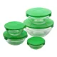 SAN IGNACIO Energy set de 5 fiambreras de cristal con tapa de 150, 200, 350, 500 y 900 mililitros en color verde - 0