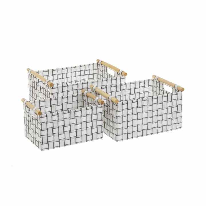 Set De 3 Cestas Trenzadas - PP, Tamaños: 19x13x9.5 Cm, 17x11x8.5 Cm, 15x9x7 Cm