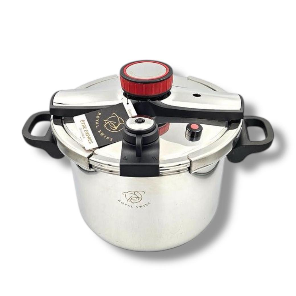 Olla a presión Royal Swiss ®  – Acero inoxidable – Compatible con inducción – Olla a presión - Adecuado para: Todas las fuentes de calorAcero inoxidableApto para lavavajillas