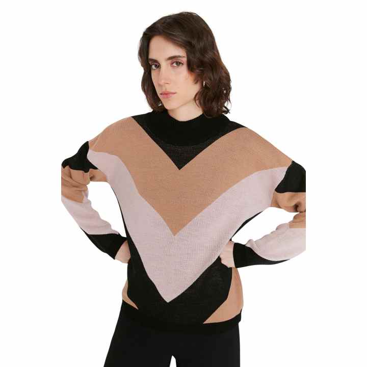 Trendyol Girocollo In Acrilico – Felpa Donna Tinta Unita Vestibilità Regolare – Colore: Beige – Morbida E Confortevole