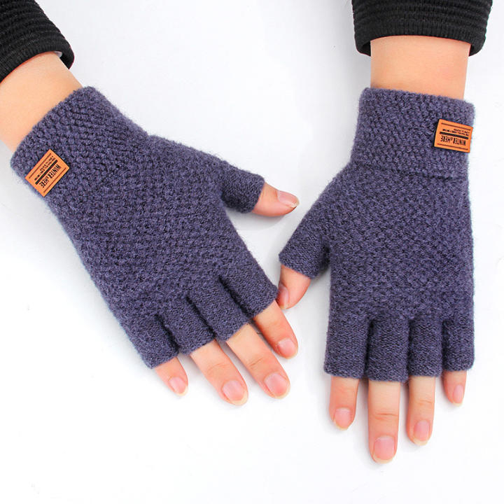 Guantes de lana de Alpaca para hombres, guantes de medio dedo para ...