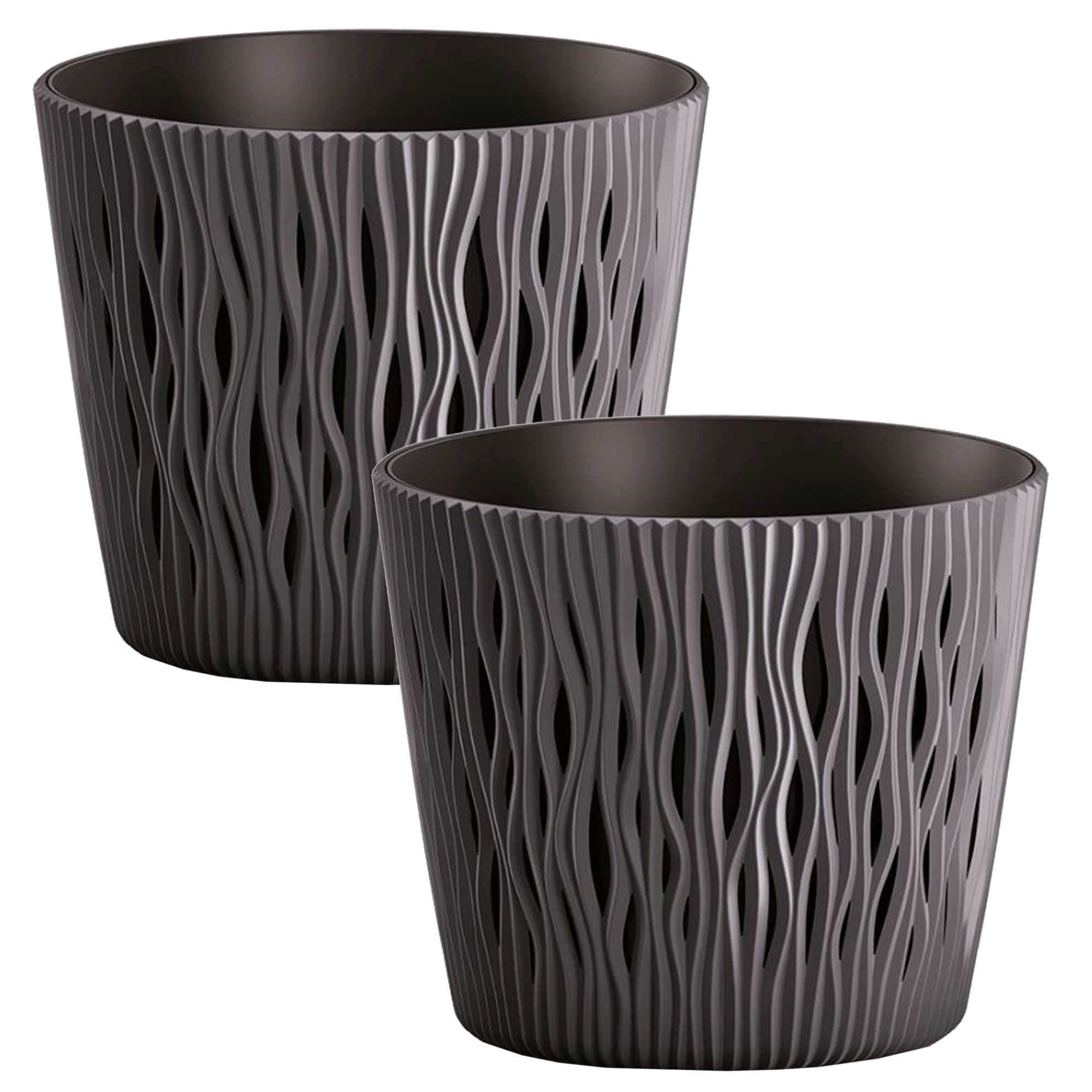 Prosper Plast Coubi Round P - Vaso Rotondo In Plastica, Colore Grafite, 18x18x16,5 Cm - Ideale Per Piante Da Interno/Esterno