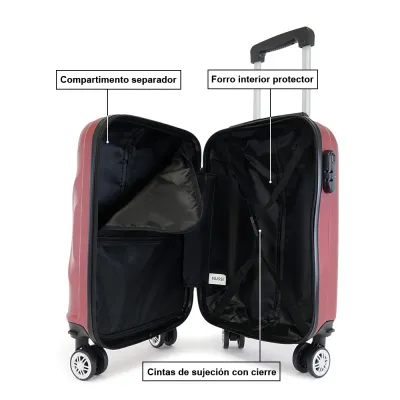 Maleta Cabina ABS 53x33x21cm - 18 Pulgadas - 36L - RosaDorada/AzulMarino/Rojo/Plateado/GrisOscuro/Negro - 13