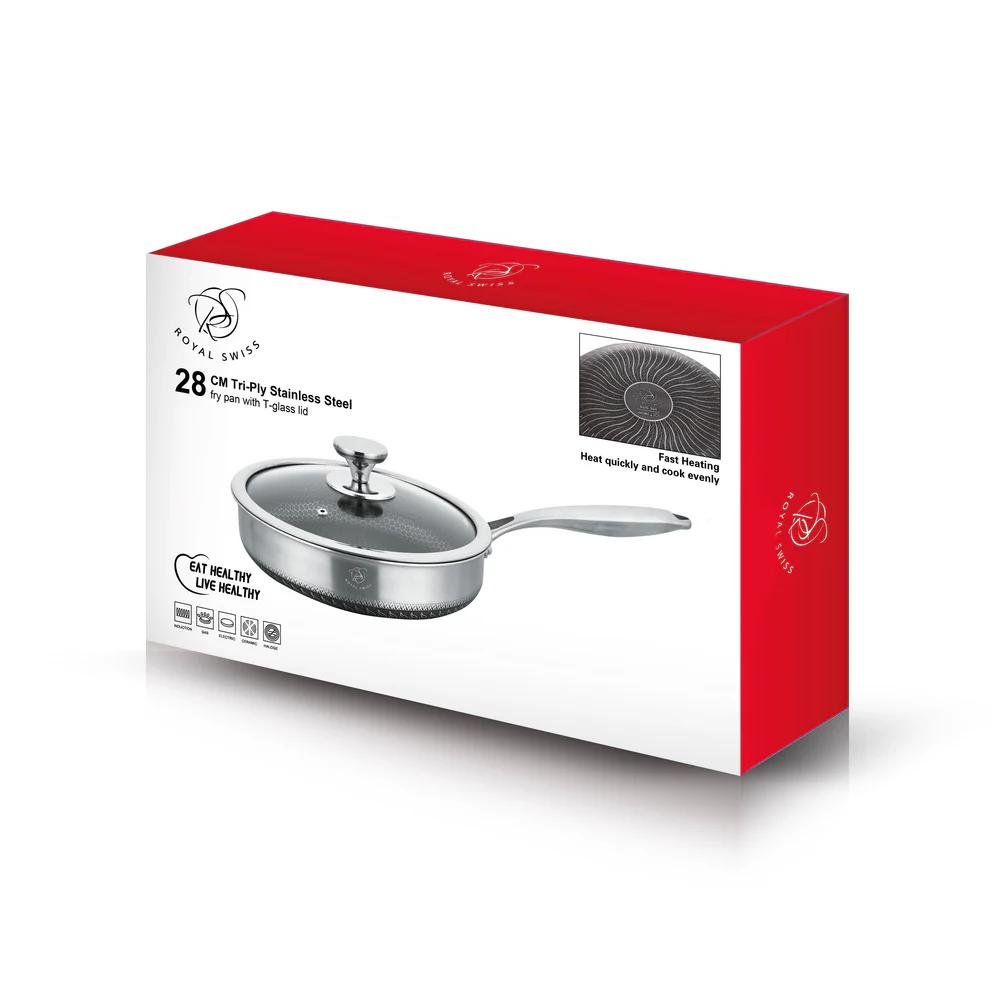 Sartén de acero inoxidable de tres capas de 28 cm - PROFESIONAL - VALE INDUCCION - TODO TIPO DE FUEGOS