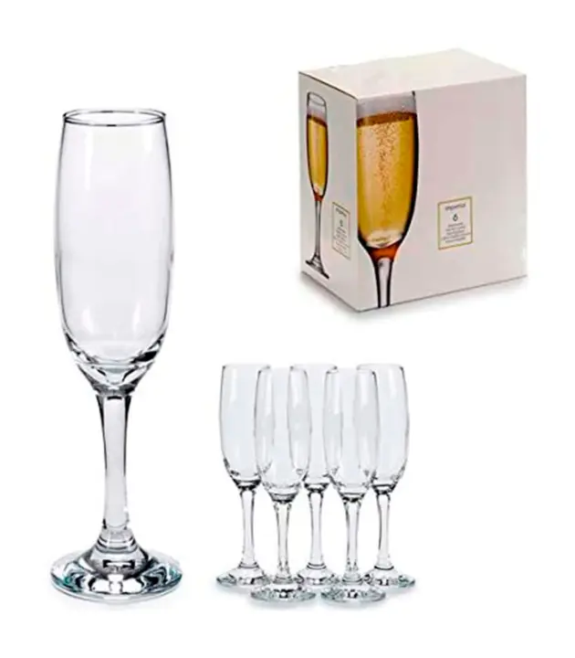 Set de 6 copas de champagne de cristal, 235 ml, modelo Misket