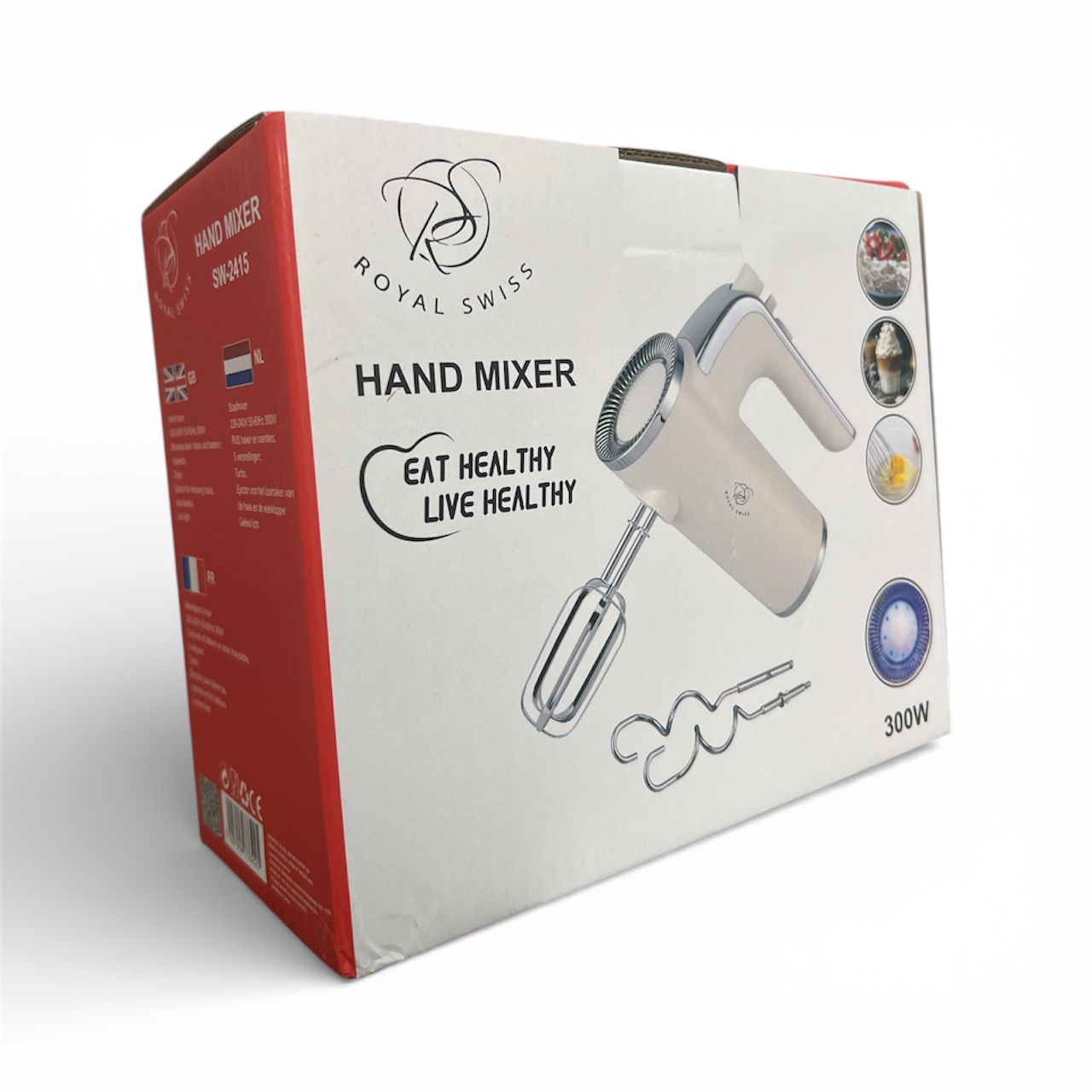 Batidora amasadora 300W Royal Swiss de mano 5 niveles de velocidad – batidores, ganchos, amasadoras acero inoxidable