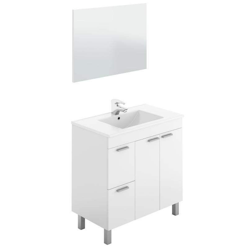 Mueble de baño Devin 2 cajones con espejo, sin lavabo, Color Nordik