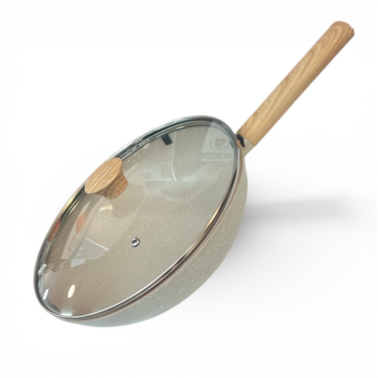 WOK - SARTEN CON TAPA - COLOR NEGRO - GRIS - CREMA - 28 CM - ROYAL SWISS - VALE PARA INDUCCION