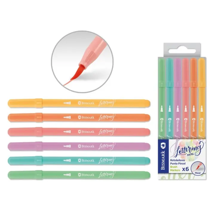 Pack 4 Rotuladores Lettering Punta Pincel Colores Pastel Bismark