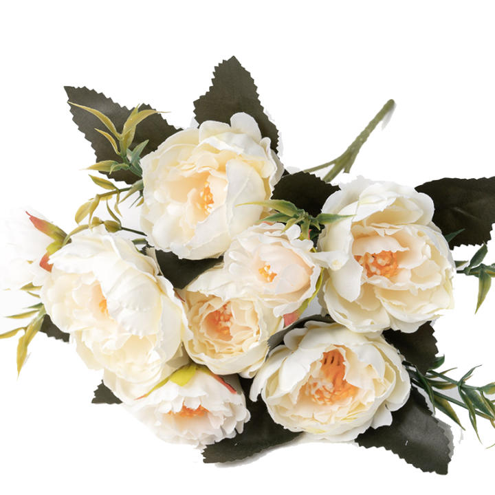 Ramo De Flores Artificiales De Peonía Y Hortensia | Flores Falsas De Seda Multicolor Realistas 5 Ramas Con Follaje Centro De Mesa Decorativo Para Hogar Bodas Y Fiestas Paquete Duradero De