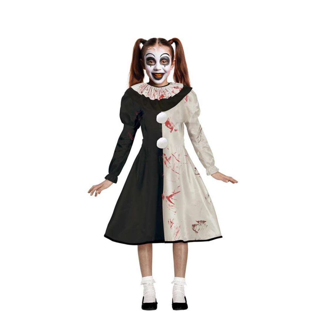 HERMORRYSS Disfraz De Payaso Para Niña, Disfraz Payaso Terrorifico, Vestido De Payaso Malvado Con Tirantes En Blanco Y Negro, Traje Con Tocado Y Calcetines Para Halloween, Cosplay (Modelo B, L
