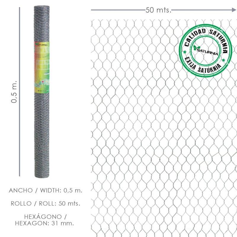 Enrejado Triple Torsion 50/ 200 Cm. Rollo 50 Metros Uso Domestico