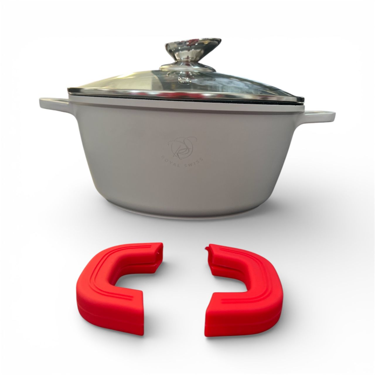 OLLA COLOR GRIS CLARO - 32 CM DIAMETRO - 9.5 LITROS - ROYAL SWISS - REVESTIMIENTO ANTIADHERENTE - LIBRE DE PFOA - TAPA VIDRIO TEMPLADO - APTO PARA TODO TIPO DE FUEGOS - APTO PARA INDUCCION - APTO LAVAVAJILLAS