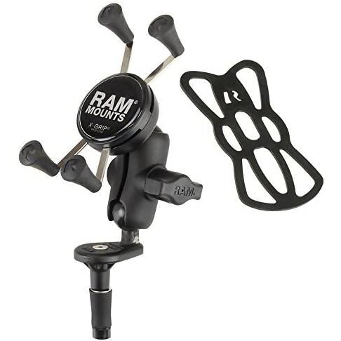 RAM X-Grip iPhone 5s Holder with Short Double Socket Arm and 9mm Angled Base Motorcycle Mount (sku 18281)