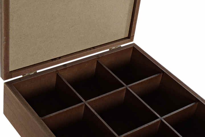 Caja de madera Infusiones con tapa de cristal, caja de almacenamiento  decorativa, madera natural, guardar té, manz