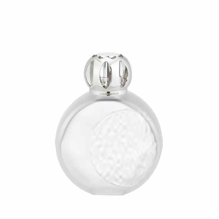 Lampe Berger Verre Givré – Motifs Nature Florale Et Feuilles – État Occasion
