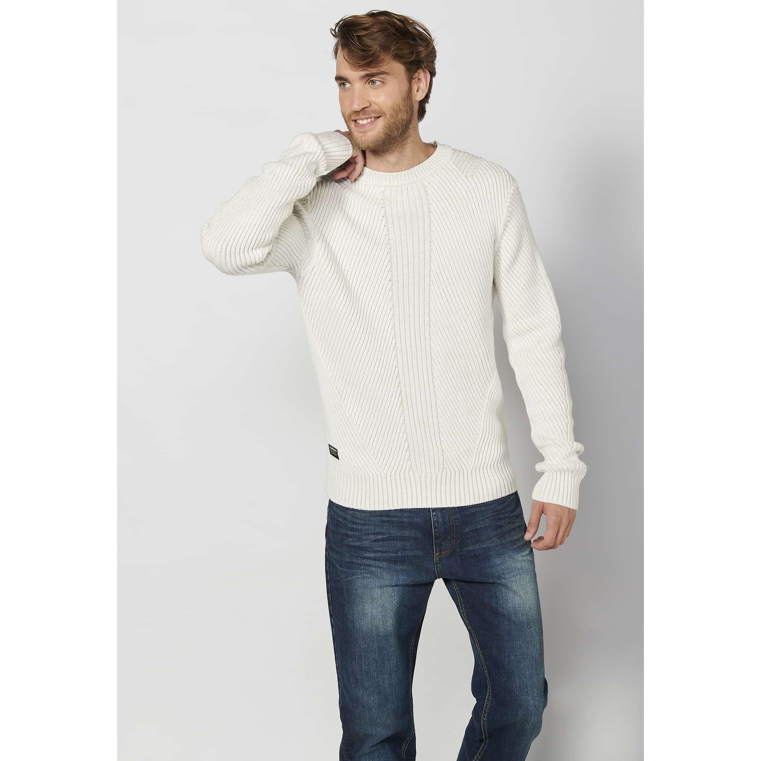 Koroshi Jersey de Punto Texturizado Color Crema para Hombre, de Color  Blanco, Talla L: : Moda