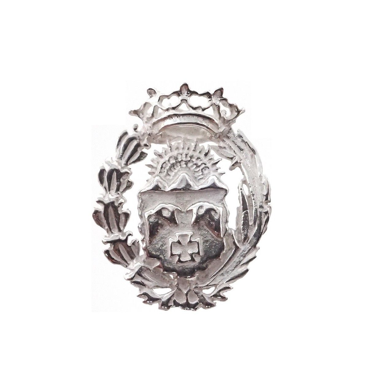 Badge professionale scudo d'argento sterling 925m 20mm. Chiusura posteriore in ottone d'argento