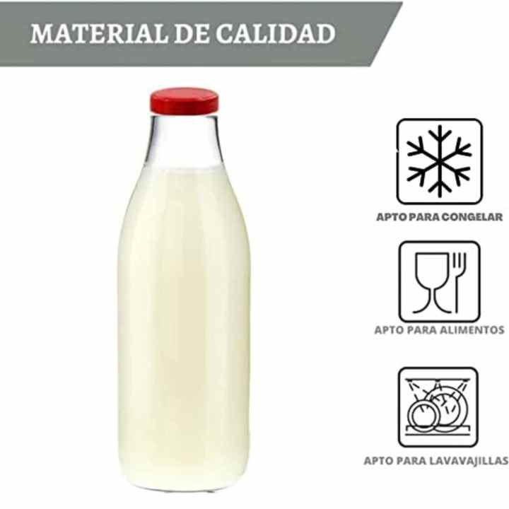 Botellas de leche de vidrio de un litro con tapa de rosca 100% hermética y  resistente, paquete de 6 …Ver más Botellas de leche de vidrio de un litro